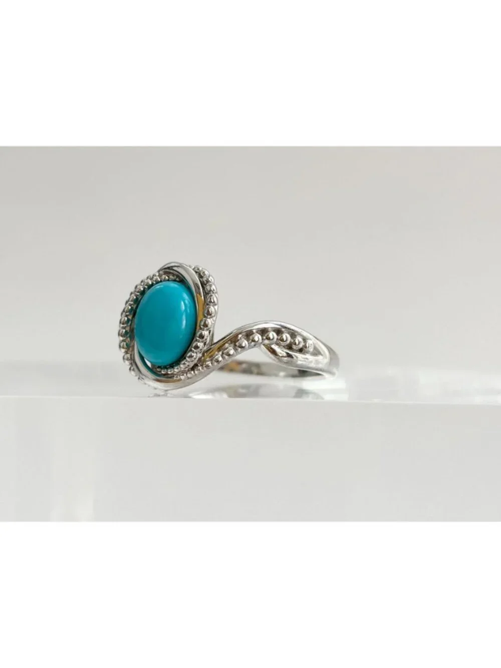 Sleeping Beauty Turquoise Stone Sterling Silver 925 Vintage Ring - sz 11.25